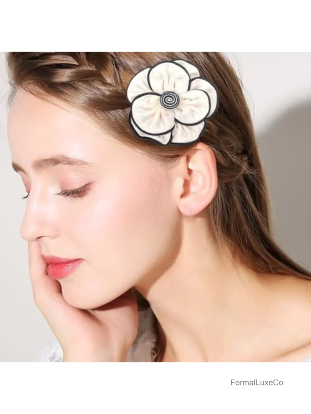 Extra Large Camellia Flower Brooch Satin Fabric Floral Lapel Pin for Women